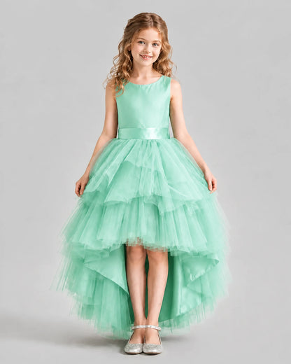 Turquoise Flared Girls Formal Dresses Pose