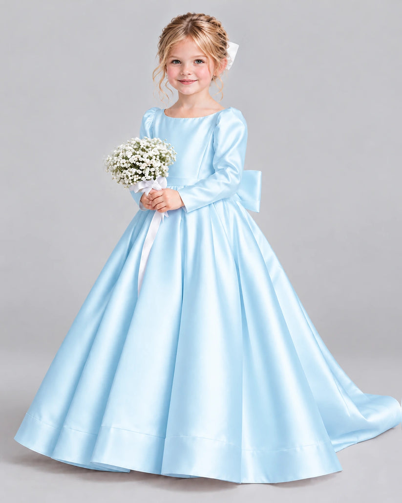 Baby Blue Ball Gown Girls Formal Dress Front