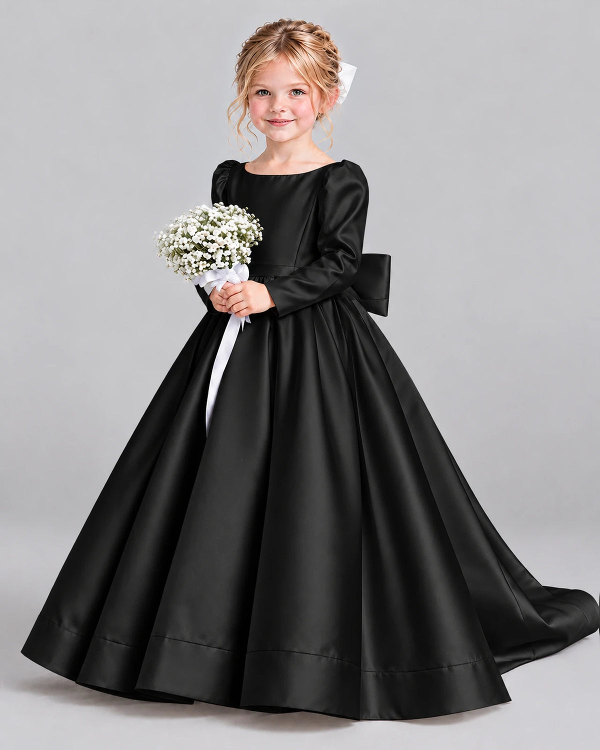 Black Ball Gown Girls Formal Dress Front