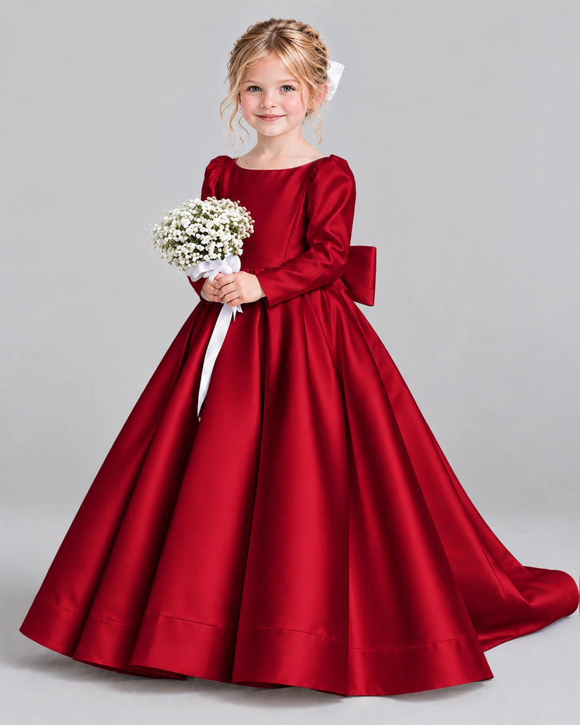 Burgundy Ball Gown Girls Formal Dress Front