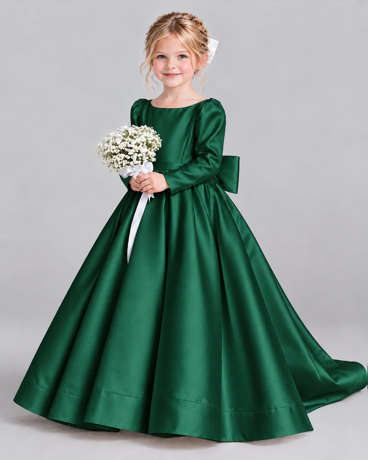 Dark Green Ball Gown Girls Formal Dress Front