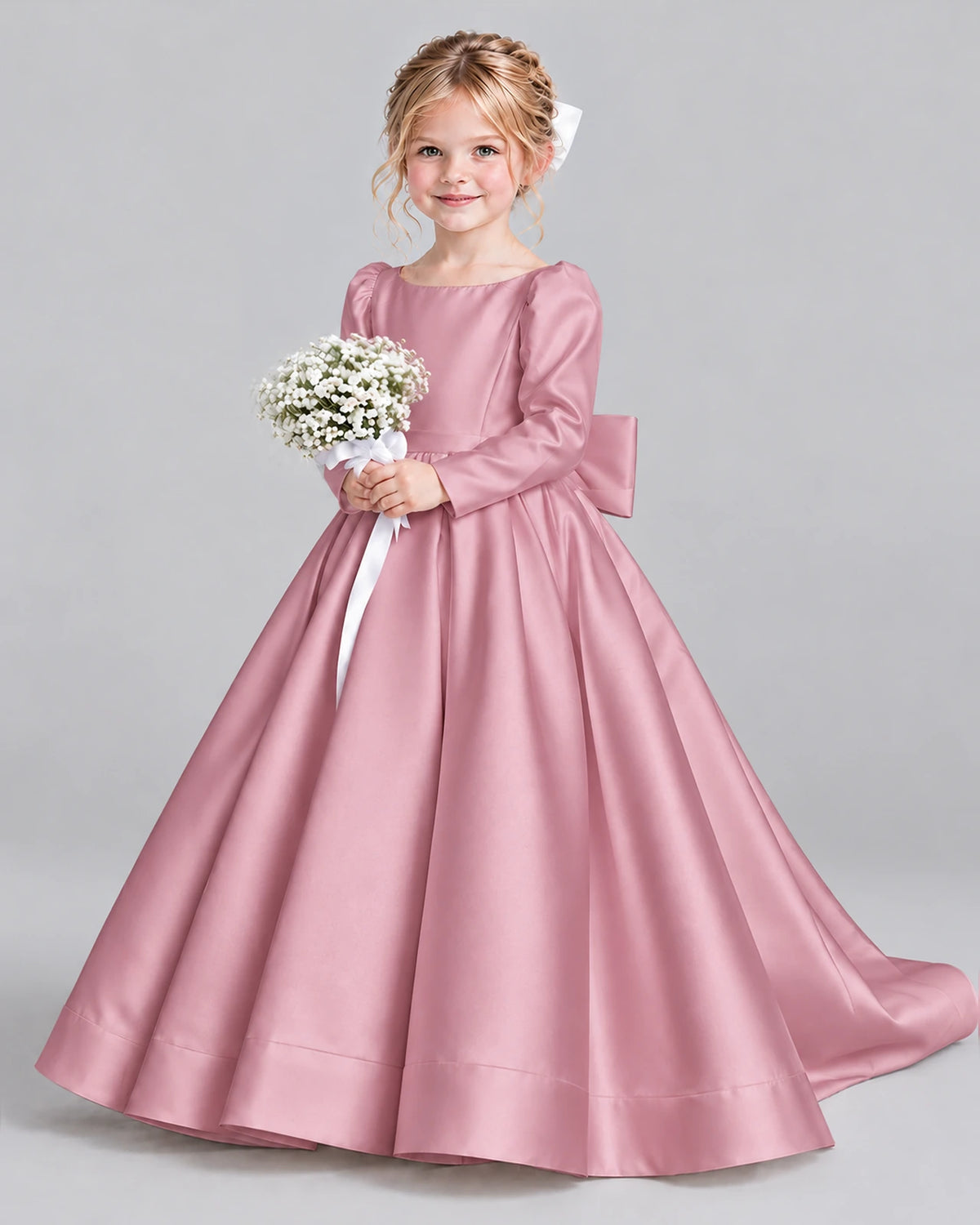 Dusty Rose Ball Gown Girls Formal Dress Front