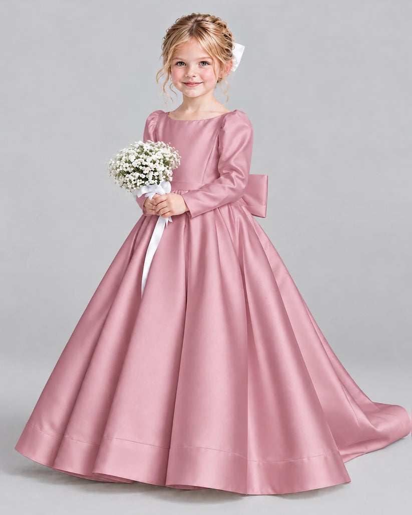 Dusty Rose Ball Gown Girls Formal Dress Front