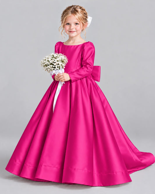 Hot Pink Ball Gown Girls Formal Dress Front