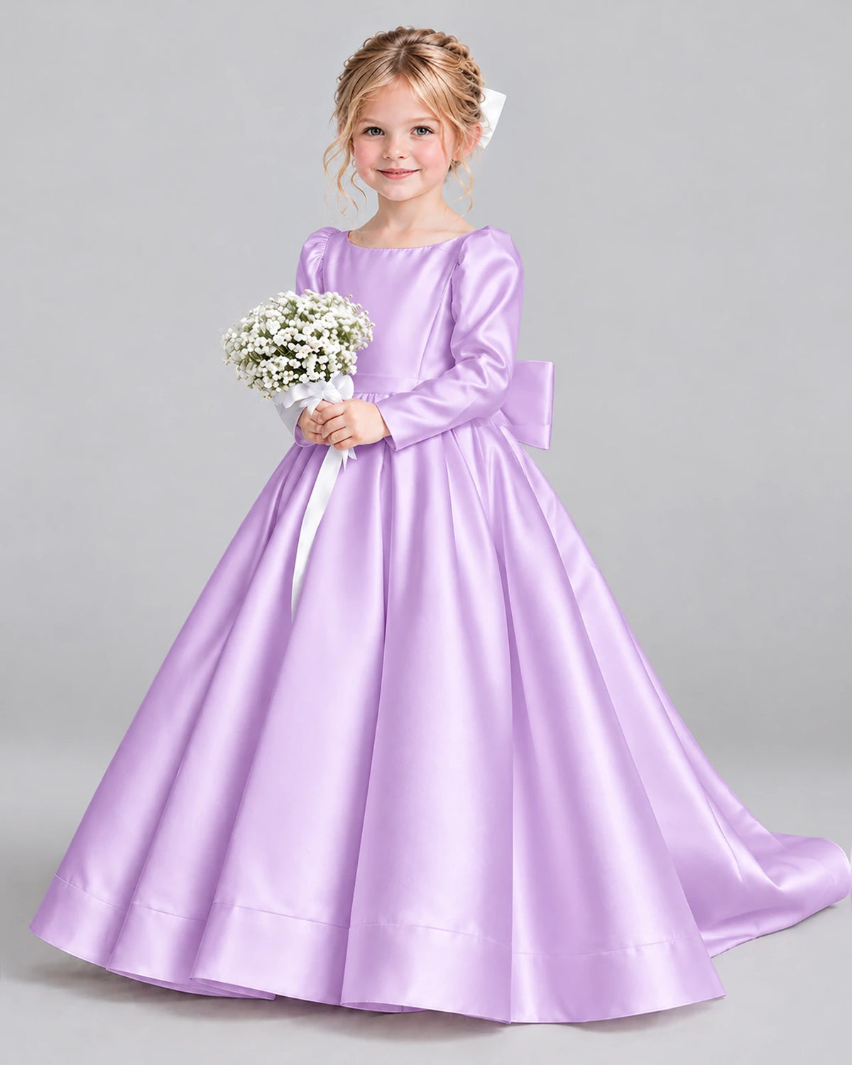 Lilac Ball Gown Girls Formal Dress Front