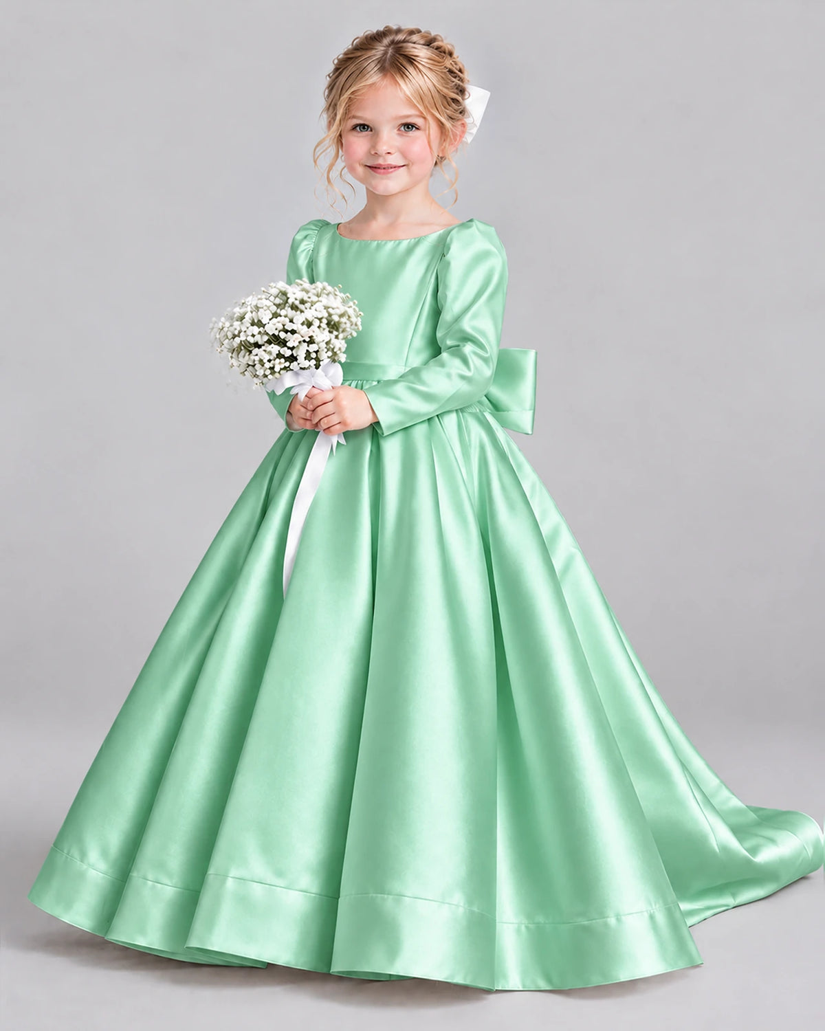 Mint Green Ball Gown Girls Formal Dress Front