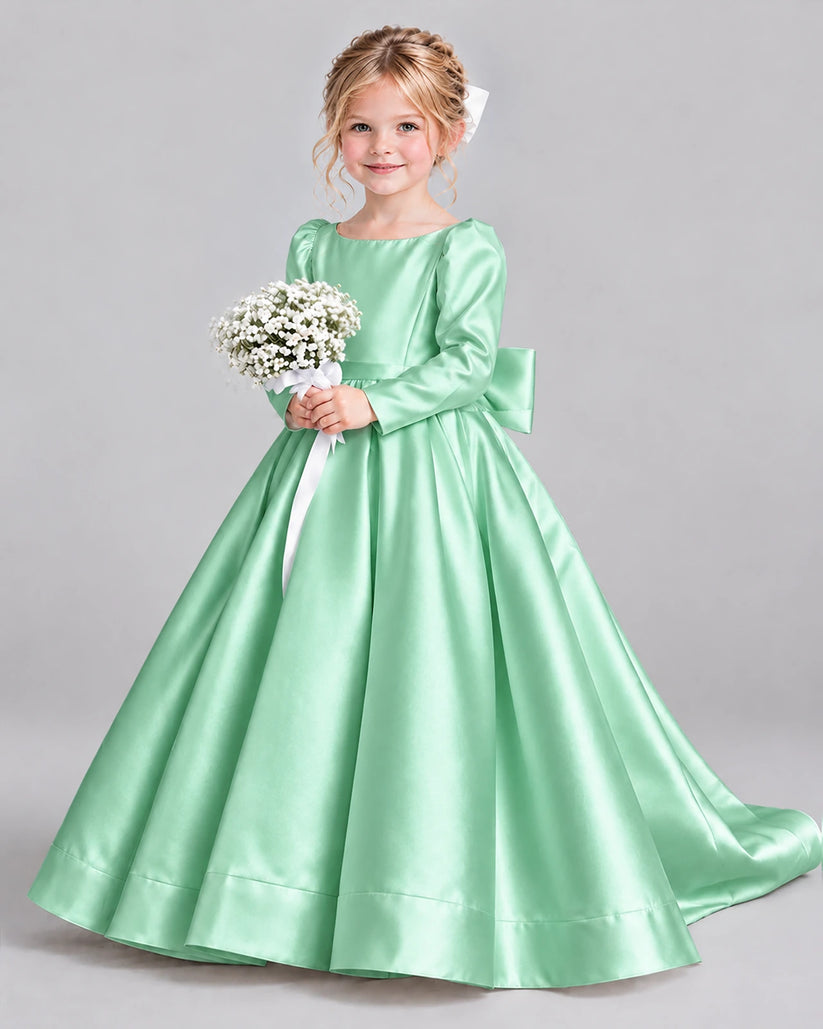 Mint Green Ball Gown Girls Formal Dress Front