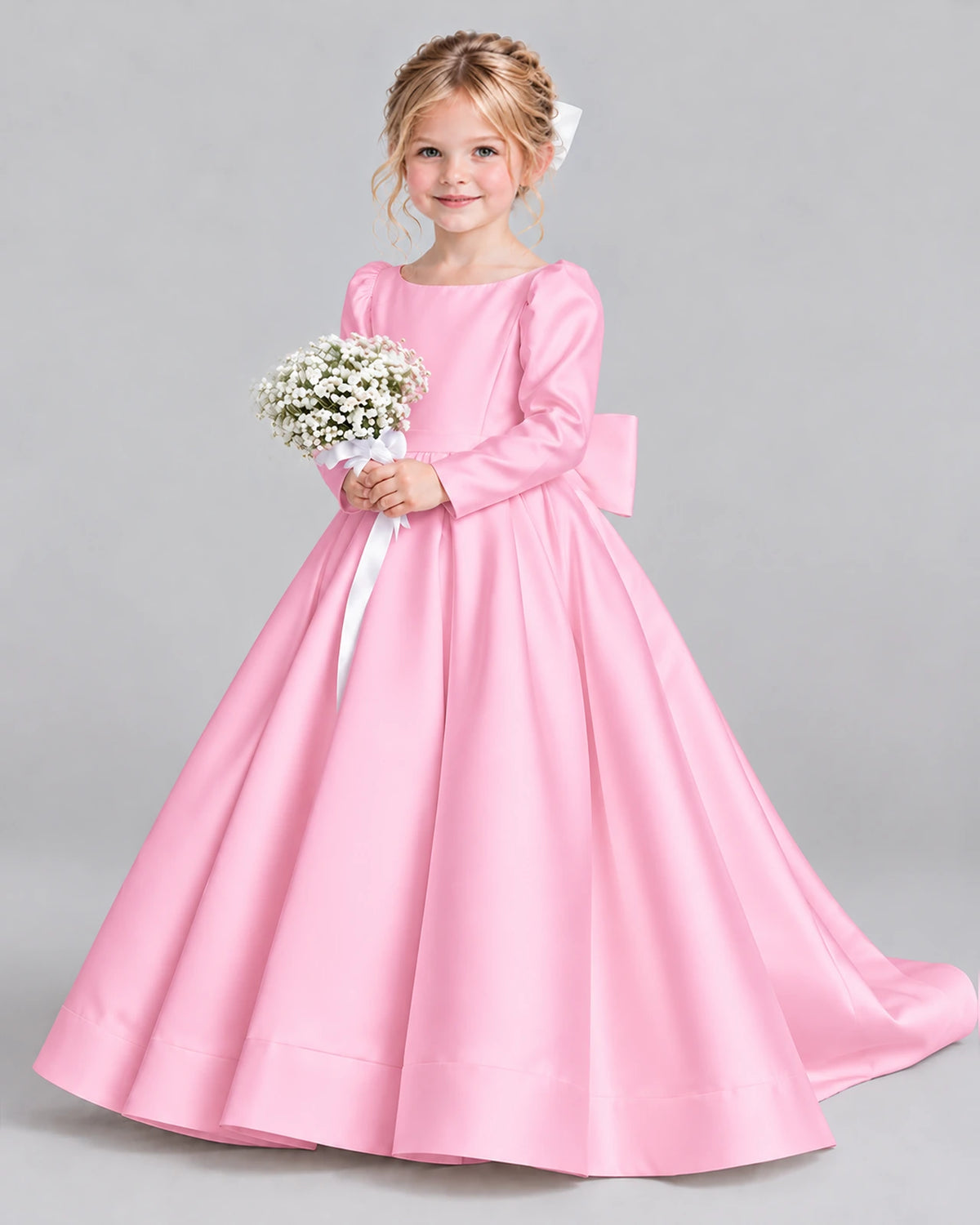 Pink Ball Gown Girls Formal Dress Front