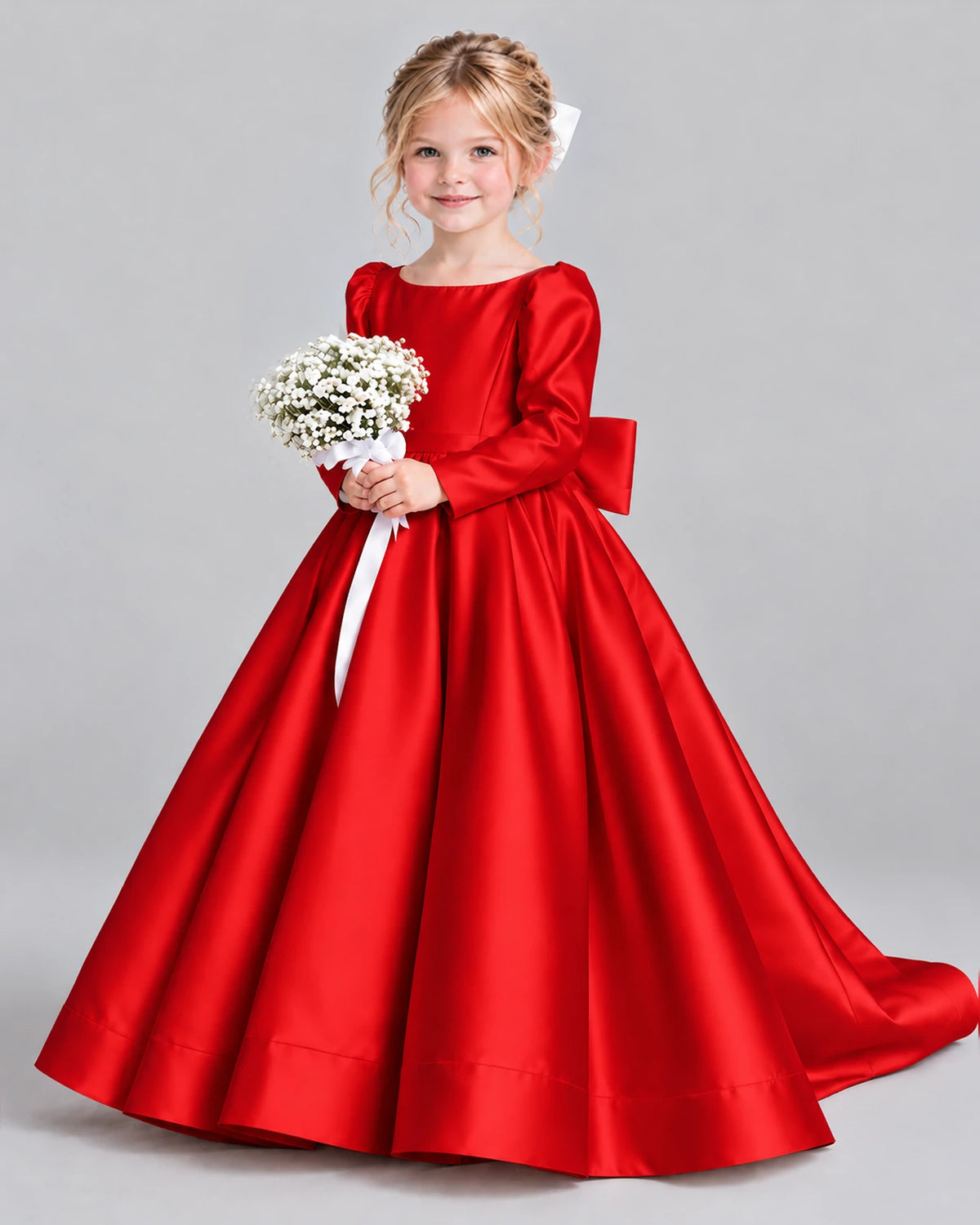 Red Ball Gown Girls Formal Dress Front