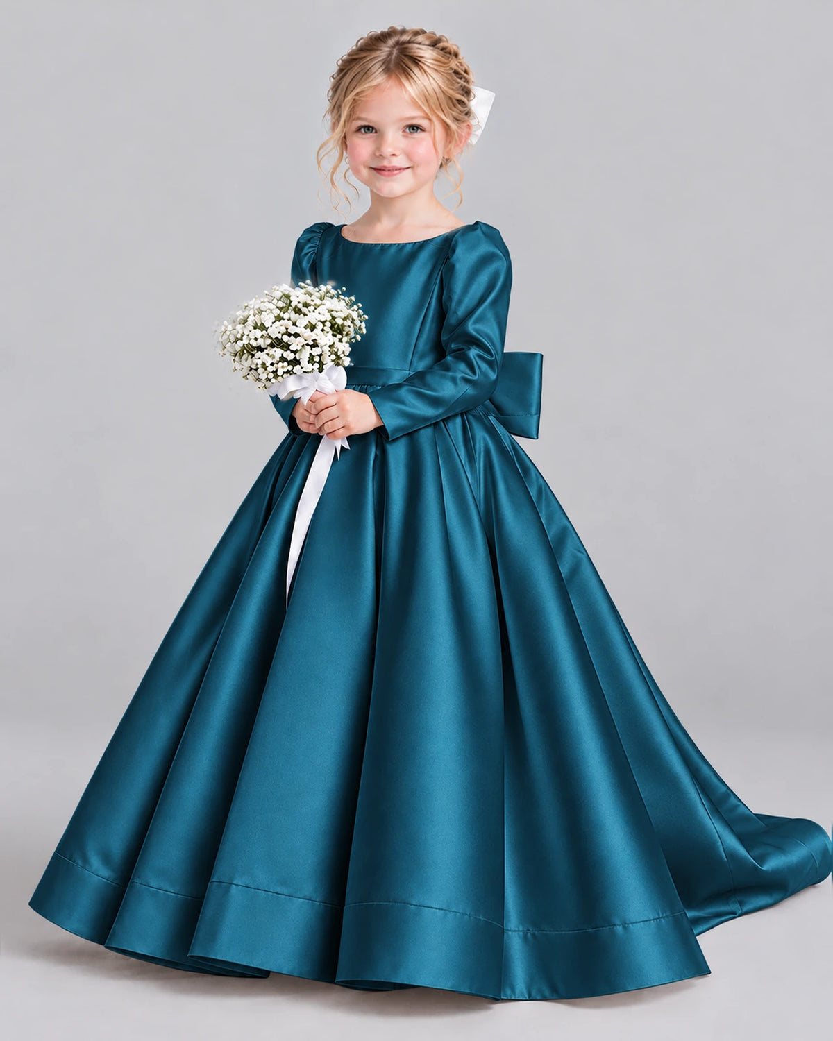 Teal Ball Gown Girls Formal Dress Front