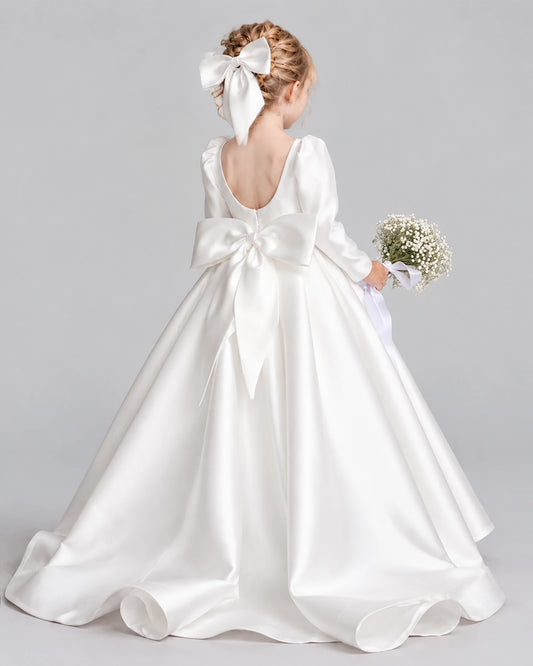 White Ball Gown Girls Formal Dress Back [Shared]