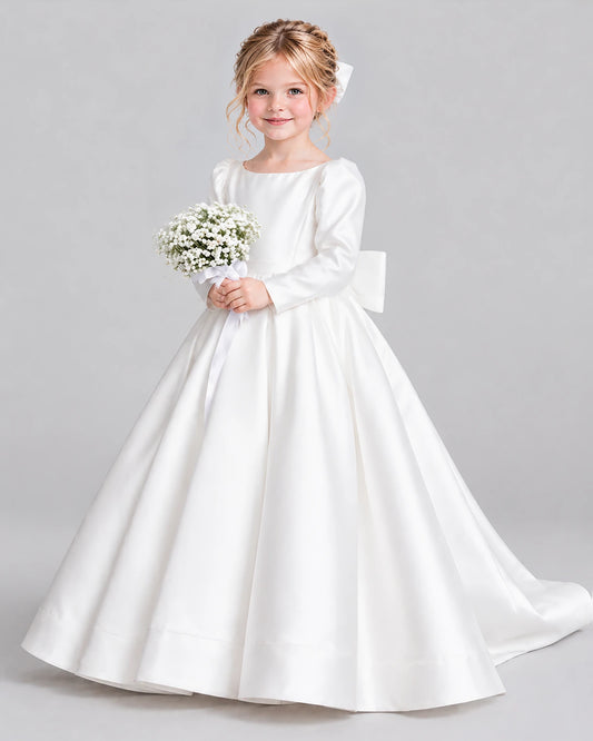 White Ball Gown Girls Formal Dress Front