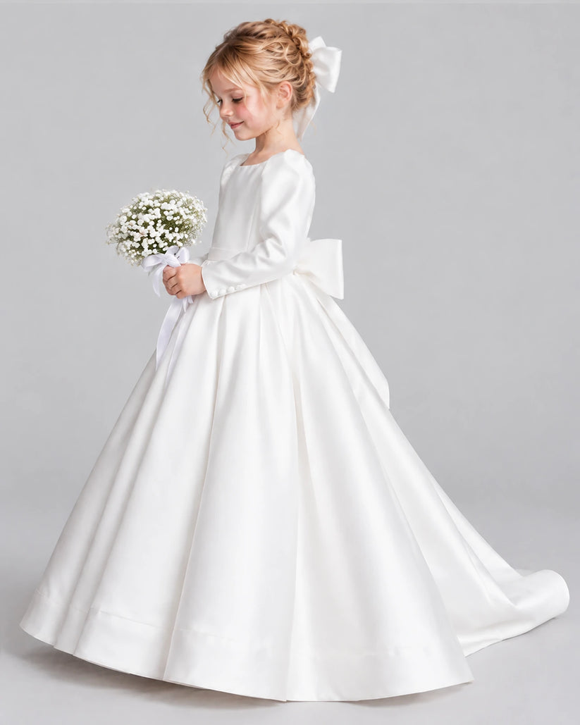 White Ball Gown Girls Formal Dress Side [Shared]