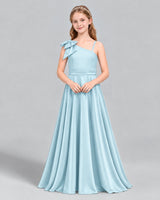 Baby Blue A-line Junior Bridesmaid Dress Front