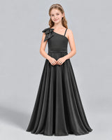 Black A-line Junior Bridesmaid Dress Front