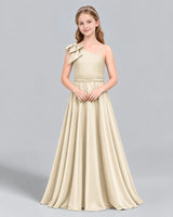 Champagne A-line Junior Bridesmaid Dress Front