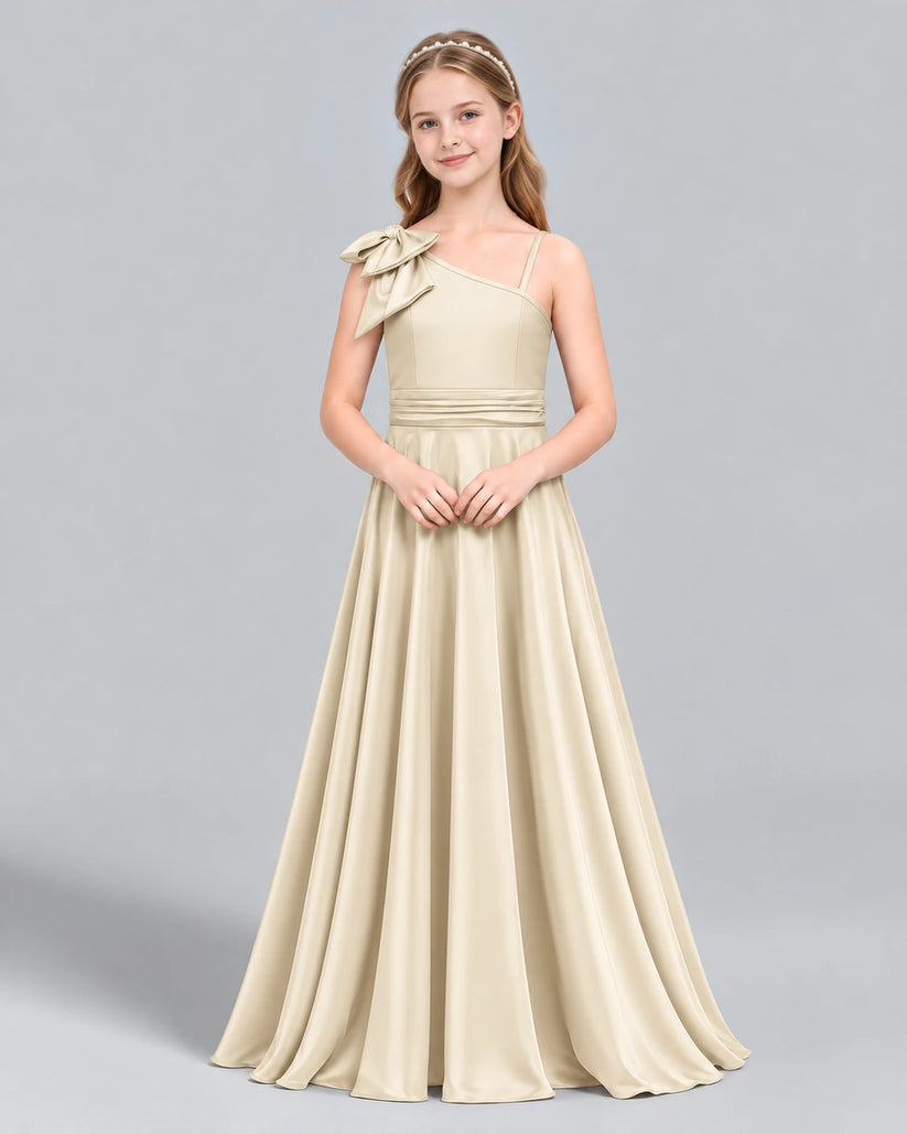 Champagne A-line Junior Bridesmaid Dress Front
