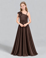 Chocolate A-line Junior Bridesmaid Dress Front