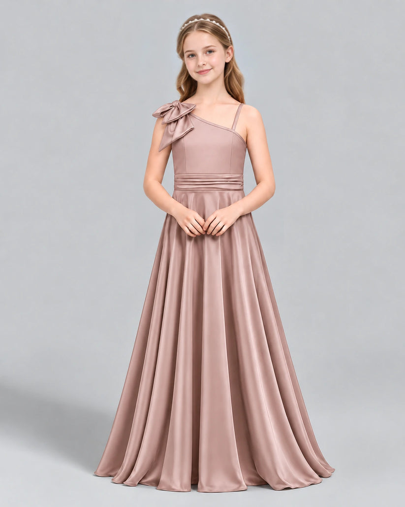 Dusty Rose A-line Junior Bridesmaid Dress Front