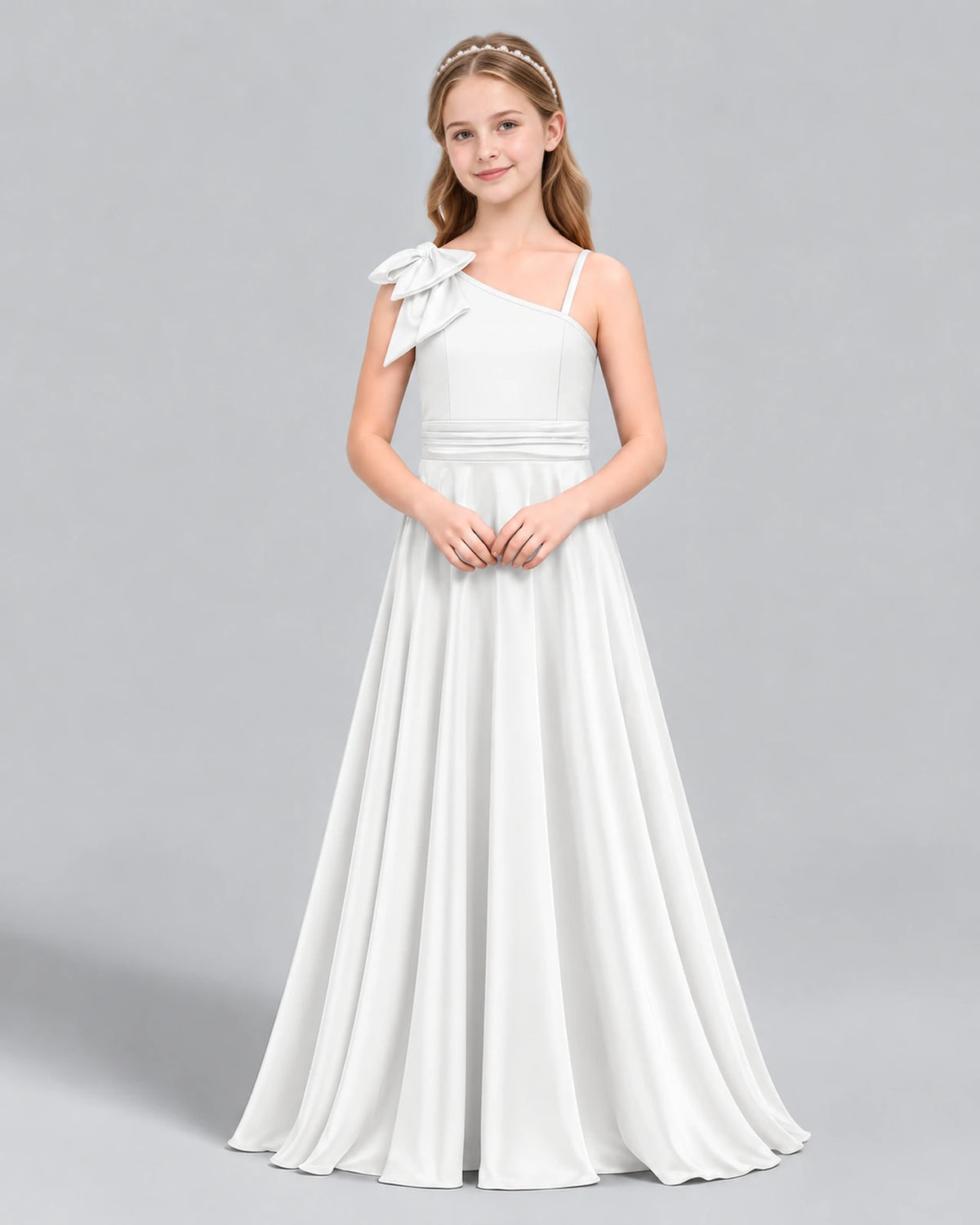 Ivory A-line Junior Bridesmaid Dress Front