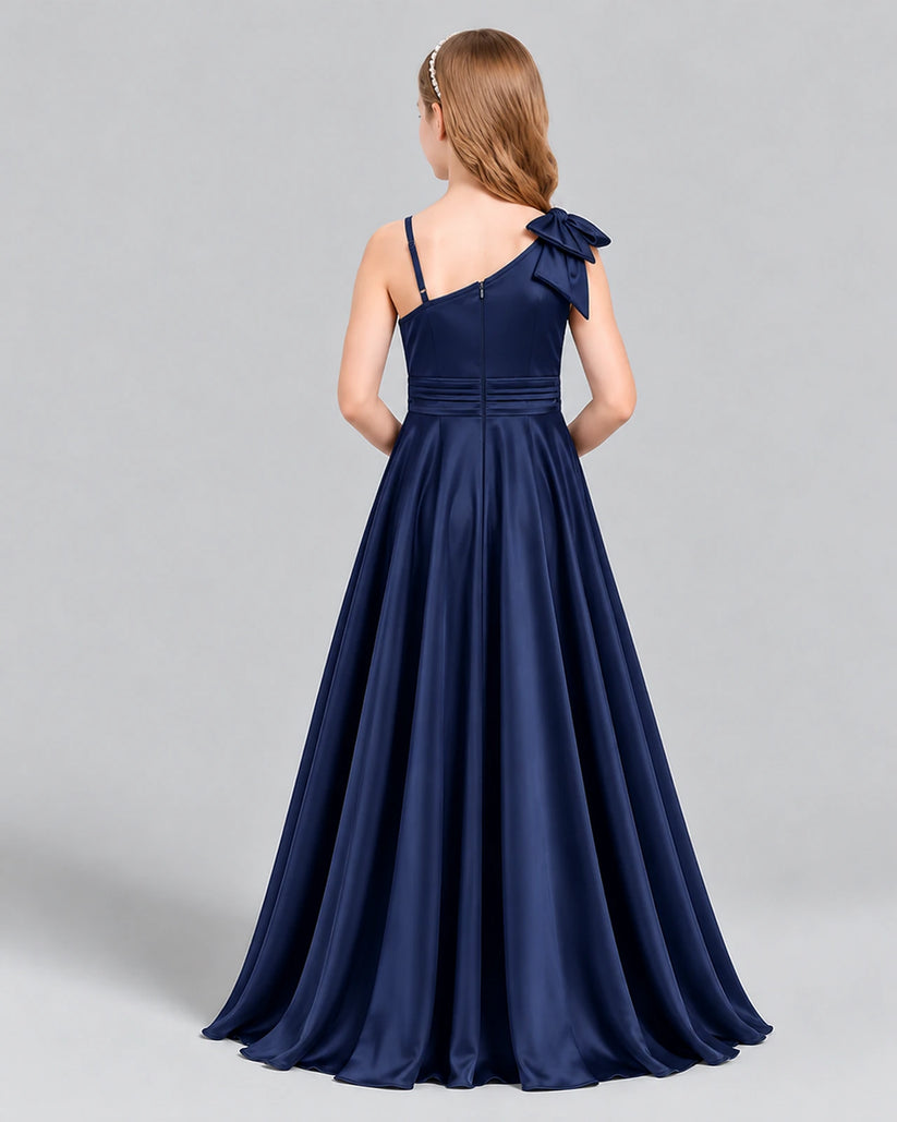 Navy Blue A-line Junior Bridesmaid Dress Back [Shared]