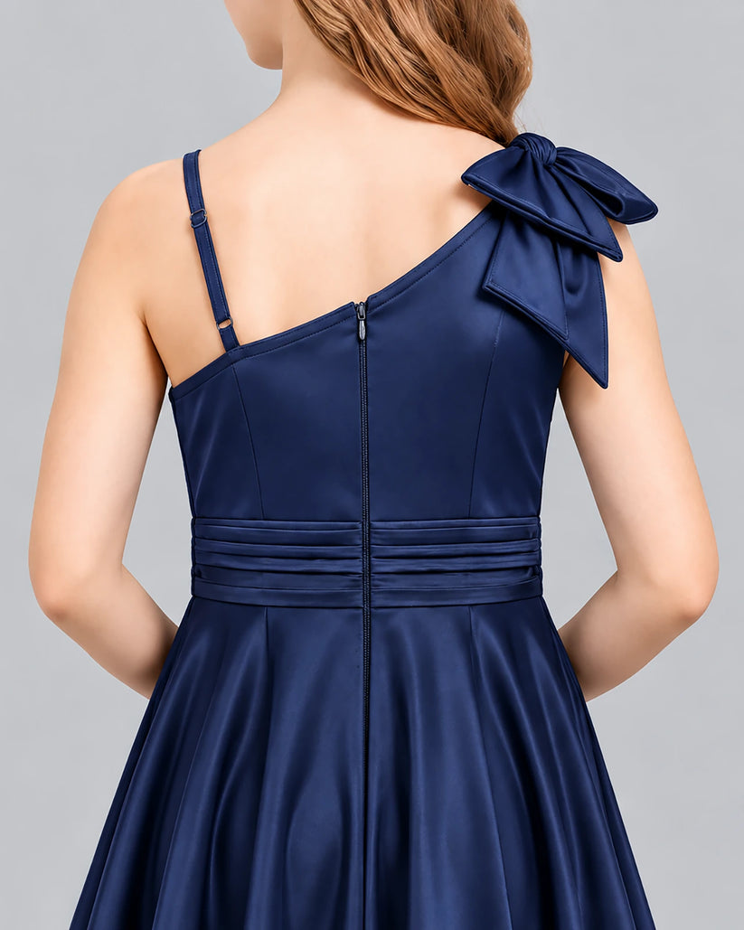 Navy Blue A-line Junior Bridesmaid Dress Back_Detail [Shared]
