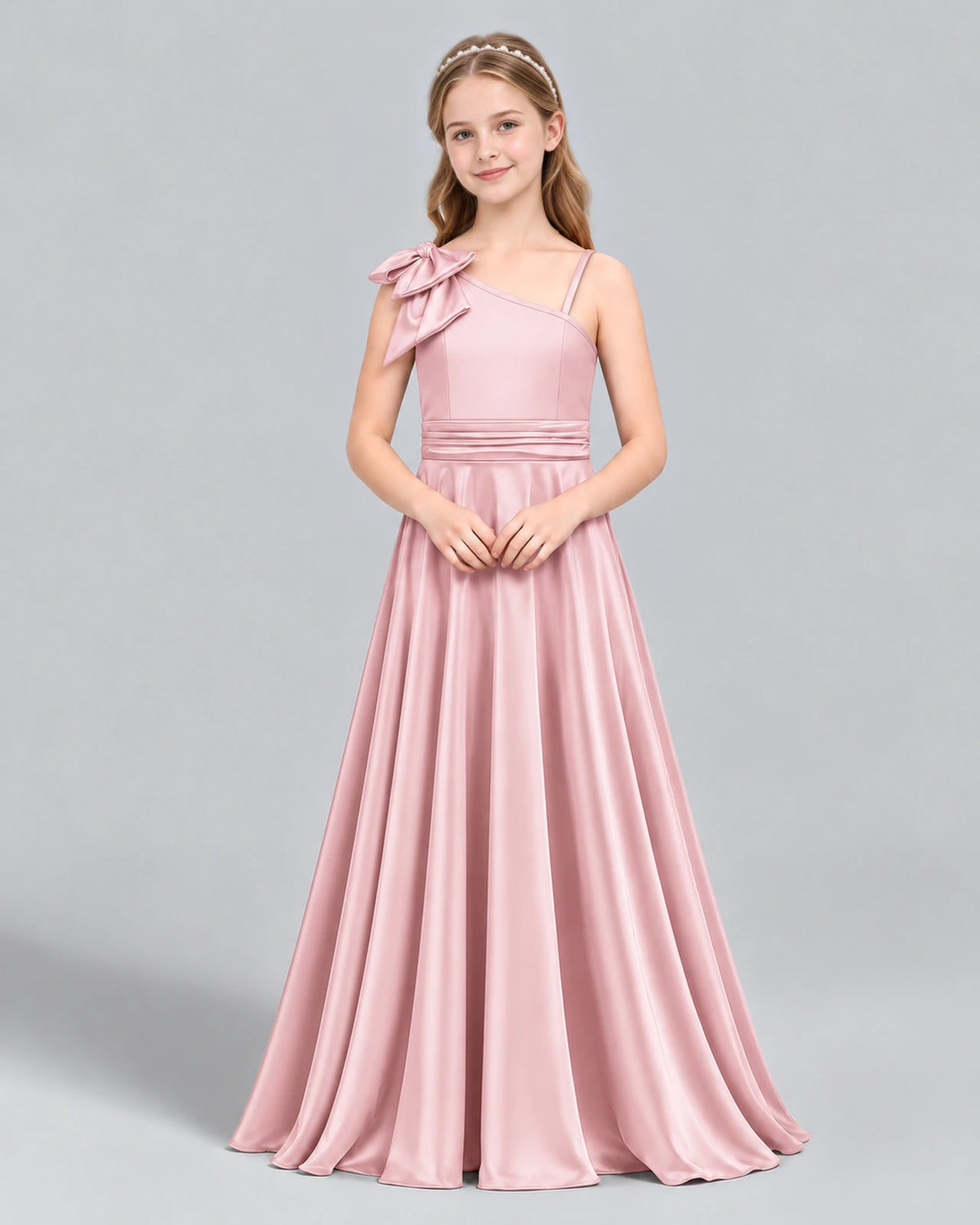 Pink A-line Junior Bridesmaid Dress Front
