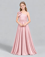 Pink A-line Junior Bridesmaid Dress Front