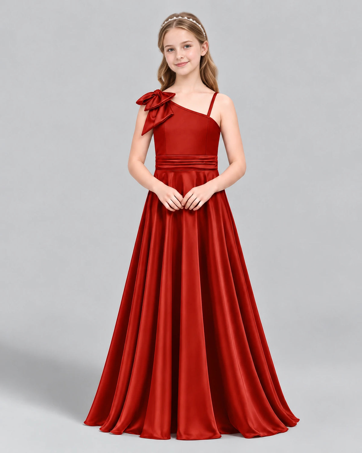 Red A-line Junior Bridesmaid Dress Front