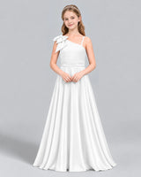 White A-line Junior Bridesmaid Dress Front