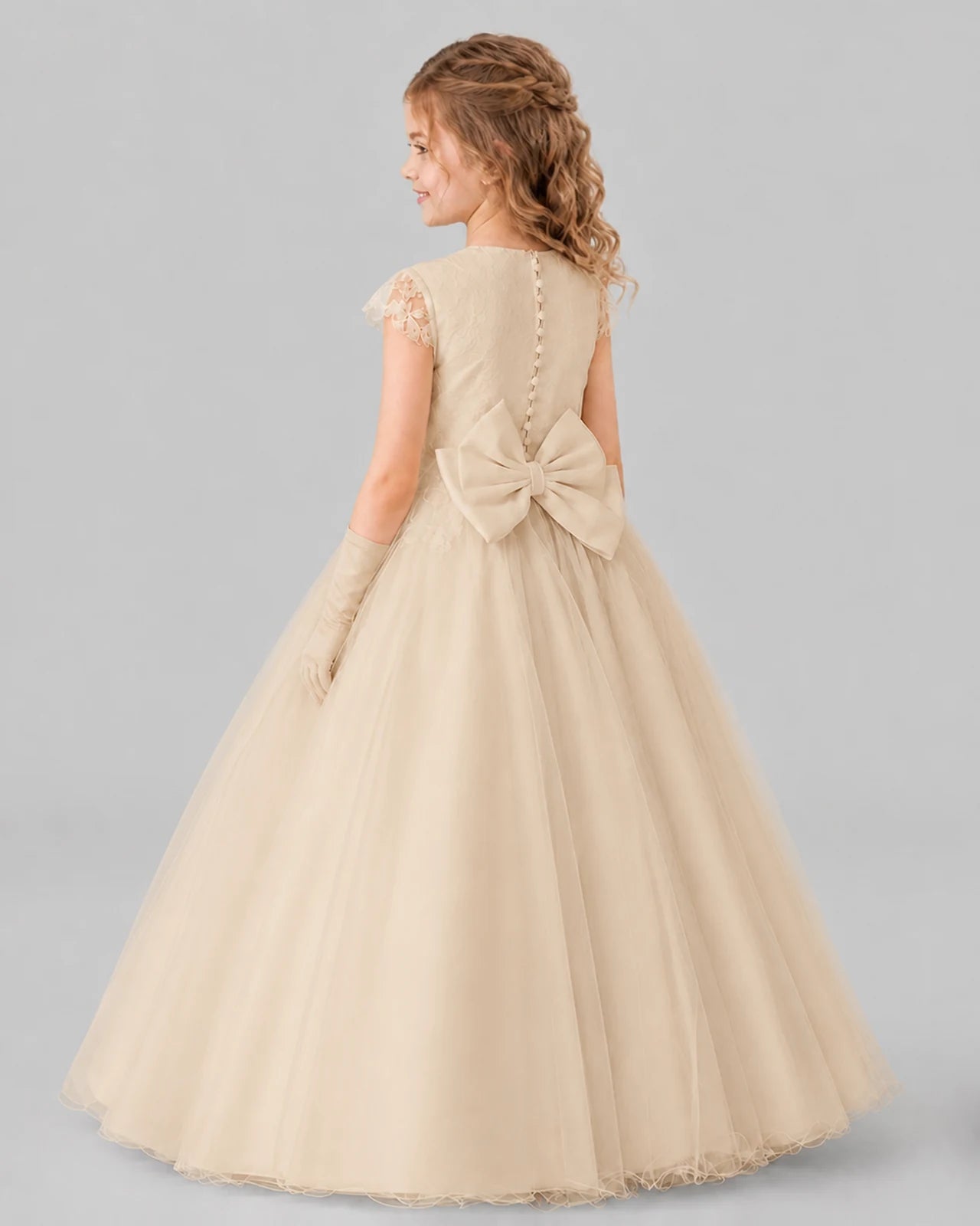Champagne Ball Gown First Communion Dresses Back
