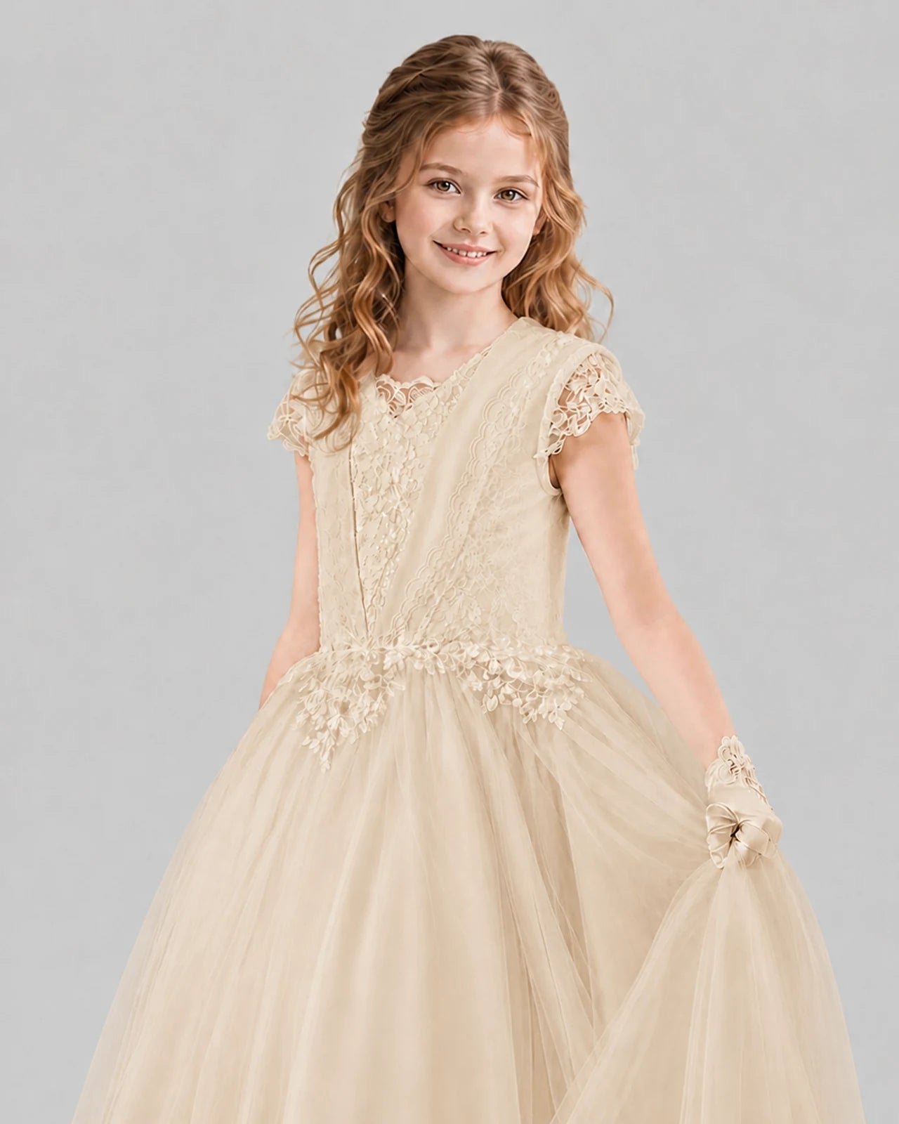 Champagne Ball Gown First Communion Dresses Detail