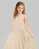 Champagne Ball Gown First Communion Dresses Detail