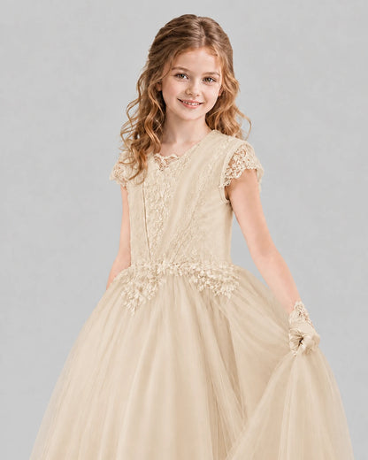 Champagne Ball Gown First Communion Dresses Detail