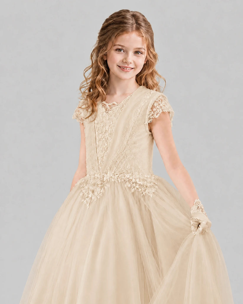 Champagne Ball Gown First Communion Dresses Detail