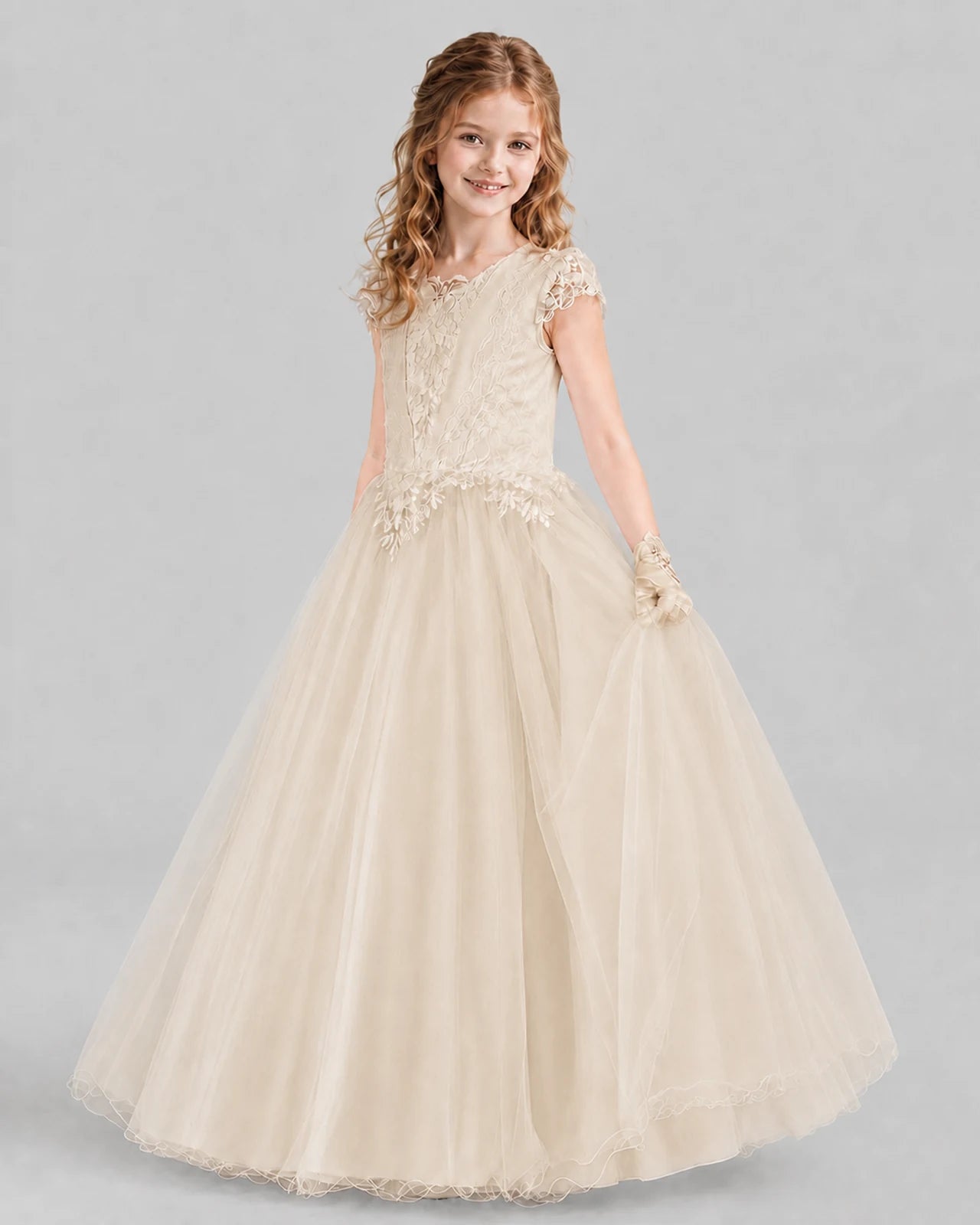 Champagne Ball Gown First Communion Dresses Front