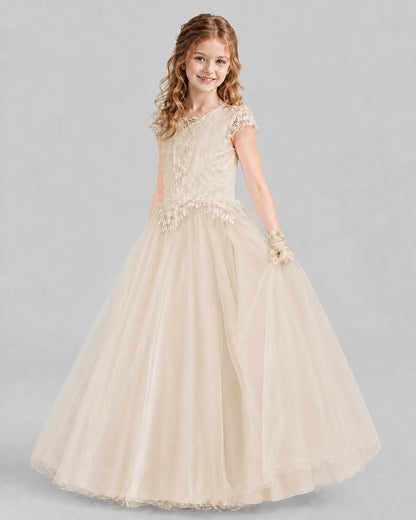 Champagne Ball Gown First Communion Dresses Front