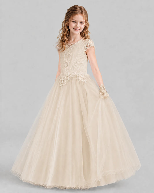 Champagne Ball Gown First Communion Dresses Front
