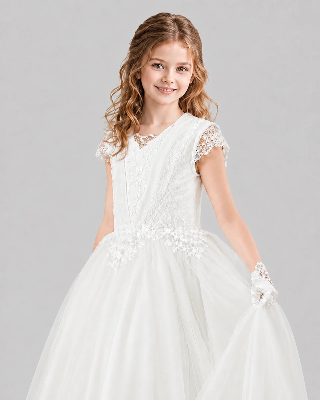 Ivory Ball Gown First Communion Dresses Detail