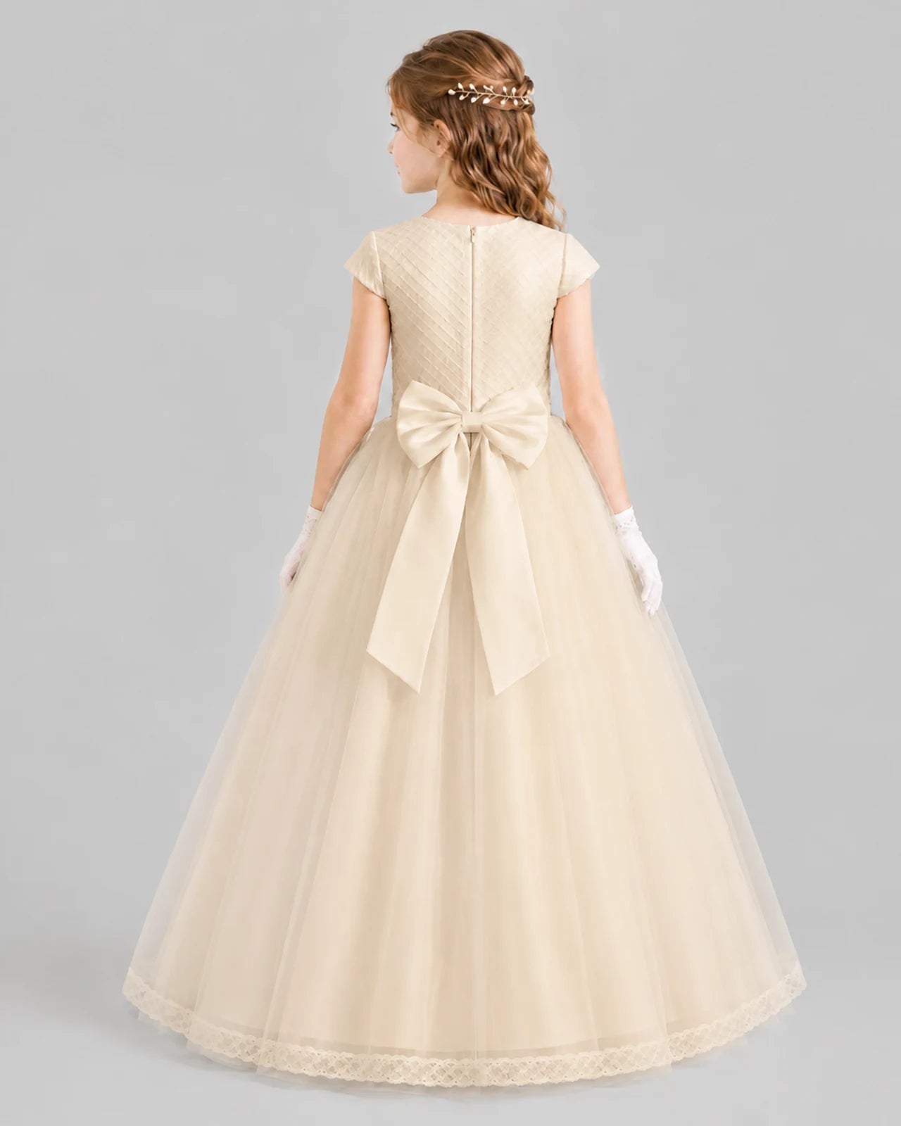 Champagne Ball Gown First Communion Dresses Back