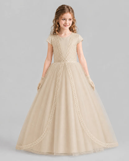 Champagne Ball Gown First Communion Dresses Front