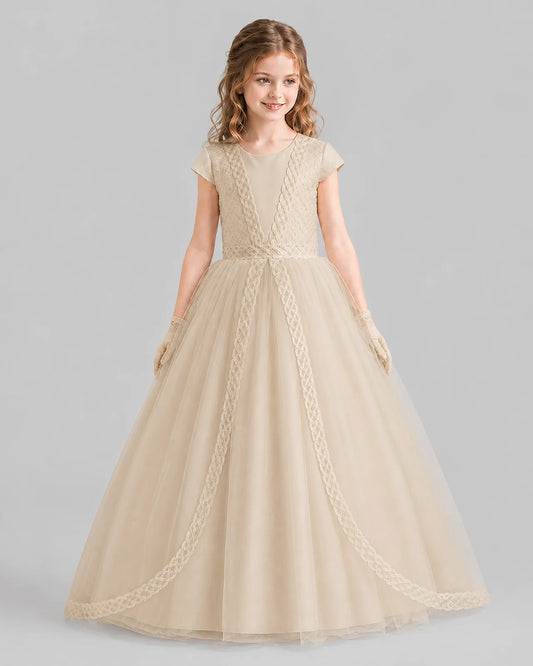 Champagne Ball Gown First Communion Dresses Front