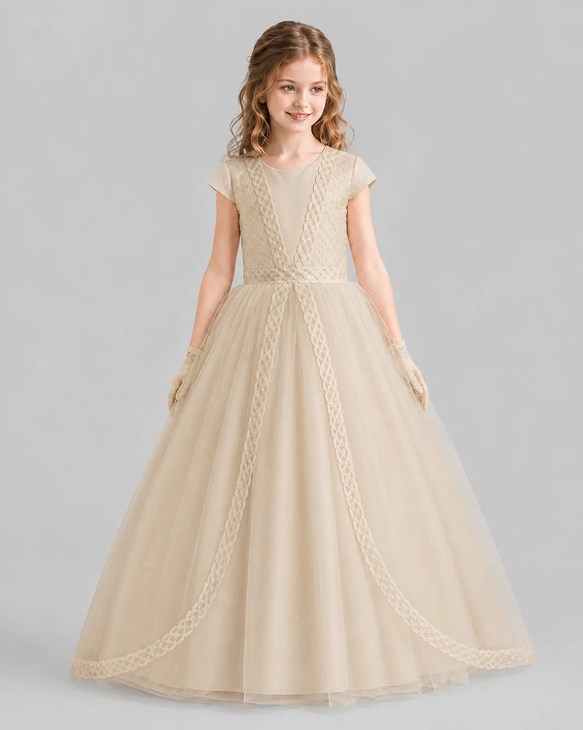 Champagne Ball Gown First Communion Dresses Front