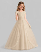 Champagne Ball Gown First Communion Dresses Pose