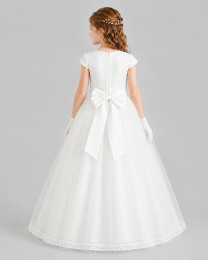 Ivory Ball Gown First Communion Dresses Back
