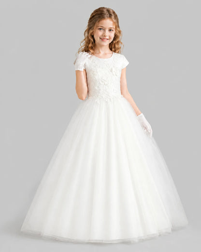Ivory Ball Gown First Communion Dresses Pose