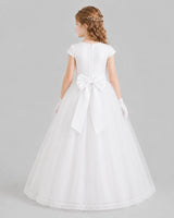 White Ball Gown First Communion Dresses Back