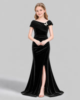 Black Mermaid Girls Formal Dress Front