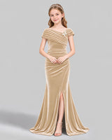 Champagne Mermaid Girls Formal Dress Front