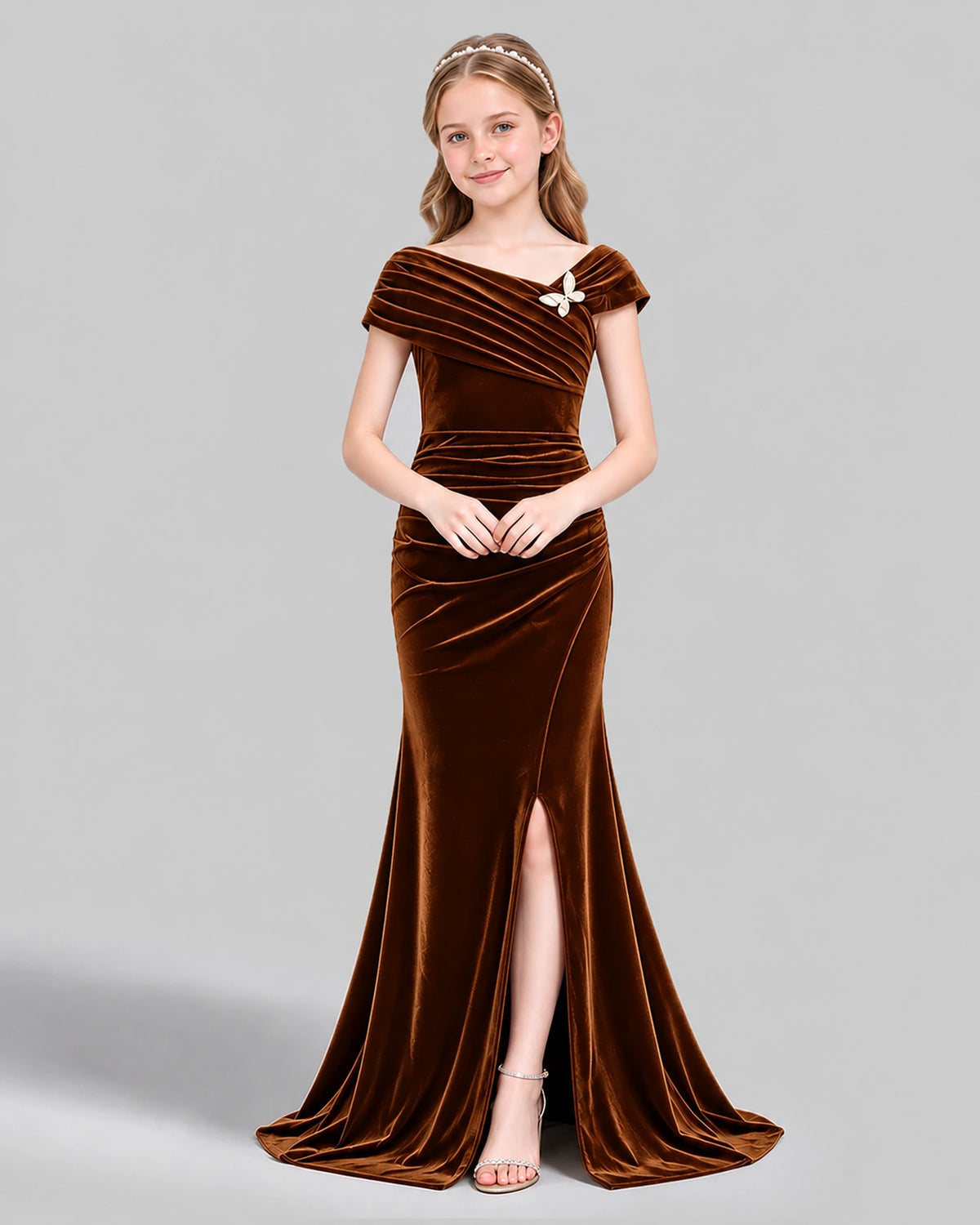 Chocolate Mermaid Girls Formal Dress Front